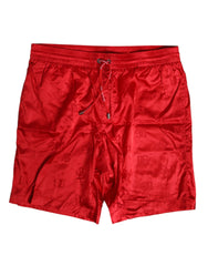 Dolce & Gabbana Red Nylon Drawstring Beachwear Shorts Swimwear