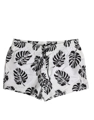 Dolce & Gabbana White Black Print Beachwear Shorts Swimwear