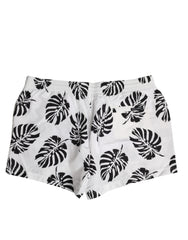 Dolce & Gabbana White Black Print Beachwear Shorts Swimwear