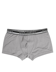 Dolce & Gabbana Gray Cotton Stretch Regular Boxer Underwear