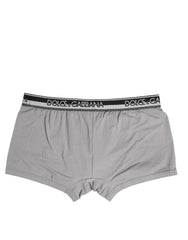 Dolce & Gabbana Gray Cotton Stretch Regular Boxer Underwear