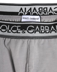 Dolce & Gabbana Gray Cotton Stretch Regular Boxer Underwear