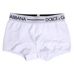 Dolce & Gabbana White Cotton Stretch Regular Boxer Underwear