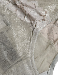 Dolce & Gabbana Gray Cotton Floral Lace High Waist Panty Underwear