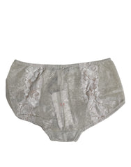 Dolce & Gabbana Gray Cotton Floral Lace High Waist Panty Underwear