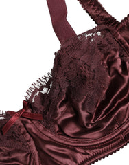 Dolce & Gabbana Burgundy Silk Underwired Balconette Bra Underwear