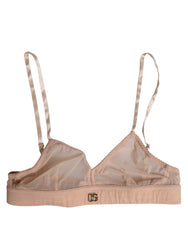 Dolce & Gabbana Powder Pink Nylon DG Logo Non Wire Bra Underwear