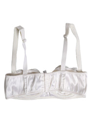 Dolce & Gabbana White Silk Underwired Balconette Bra Underwear