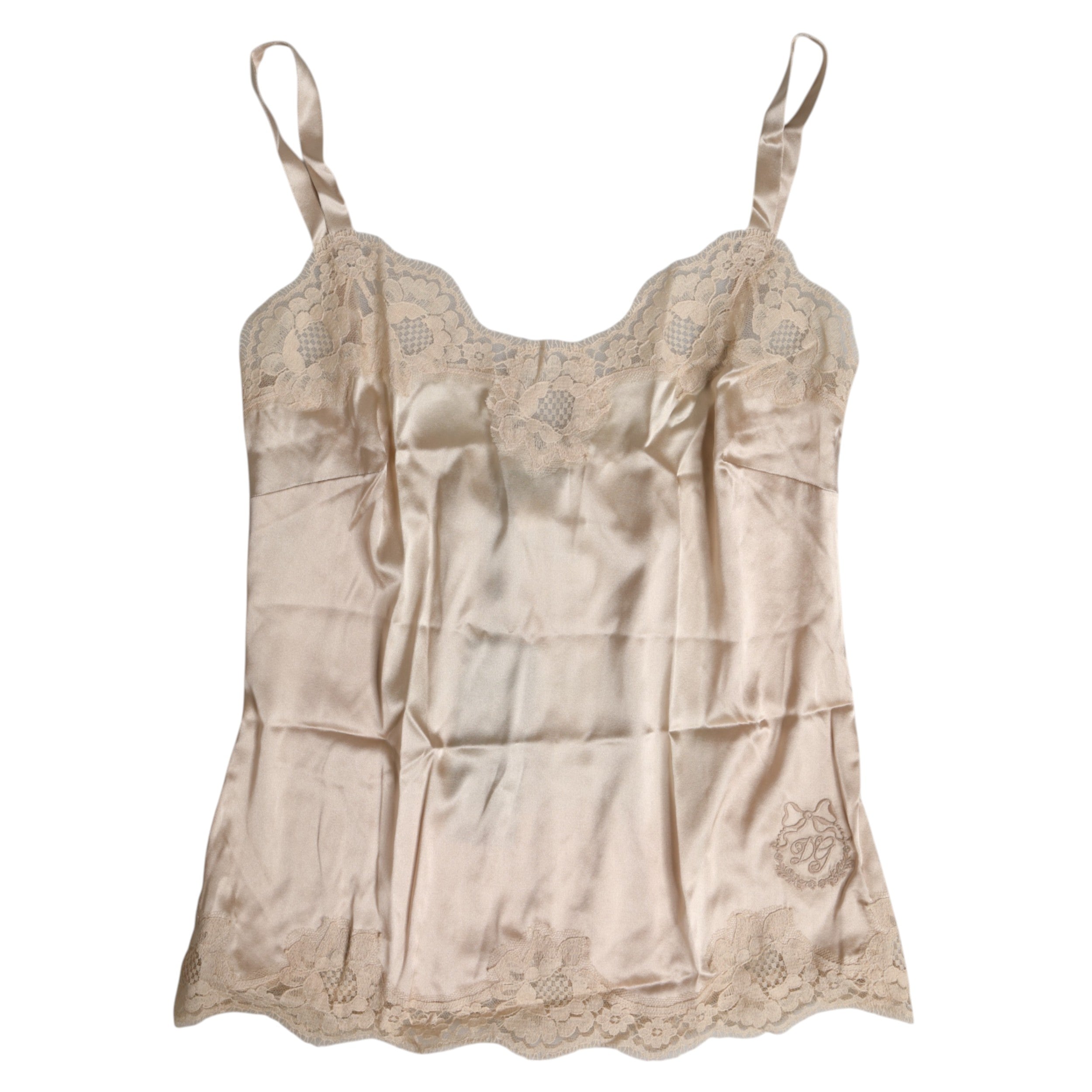 Beige spets siden satin linne underkläder