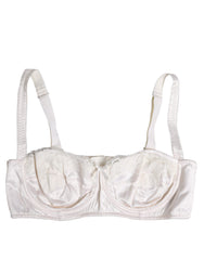 Dolce & Gabbana White Silk Underwired Balconette Bra Underwear