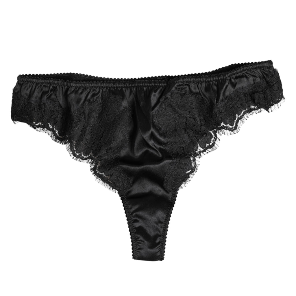 Svart silkeblonder stretch bikinitruseundertøy