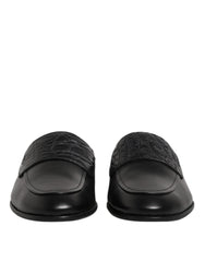 Dolce & Gabbana Black Calfskin Leather Slip On Loafers Shoes