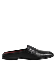 Dolce & Gabbana Black Calfskin Leather Slip On Loafers Shoes