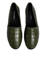 Dolce & Gabbana Green Exotic Leather Espadrilles Slip On Shoes