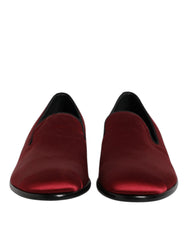 Dolce & Gabbana Red Velvet Slip On Loafers Formal Shoes