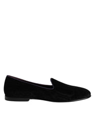 Dolce & Gabbana Black DG Crown Embroidery Loafers Slip On Shoes