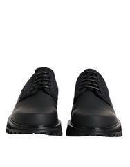 Dolce & Gabbana Black Leather Lace Up Trekking Dress Shoes