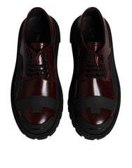 Dolce & Gabbana Red Leather Lace Up Trekking Dress Shoes