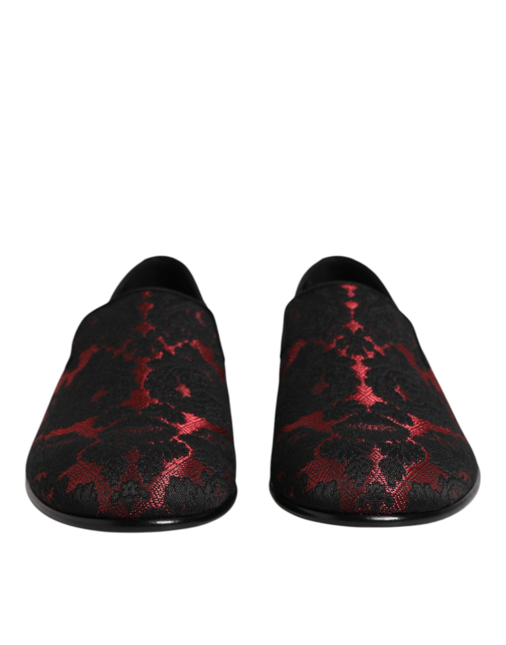 Röda Svarta Jacquard Slip On Herr Loafers Skor