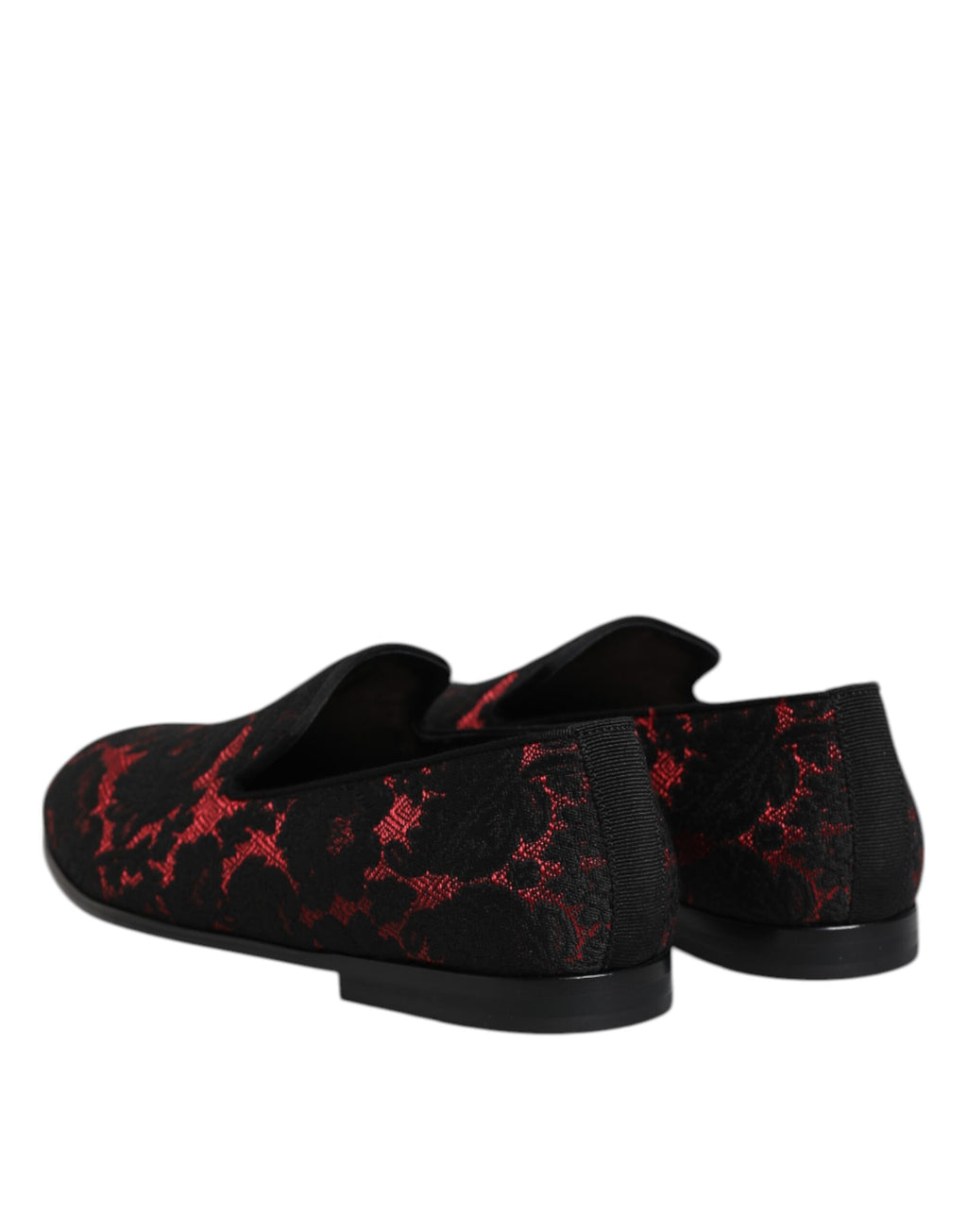 Röda Svarta Jacquard Slip On Herr Loafers Skor