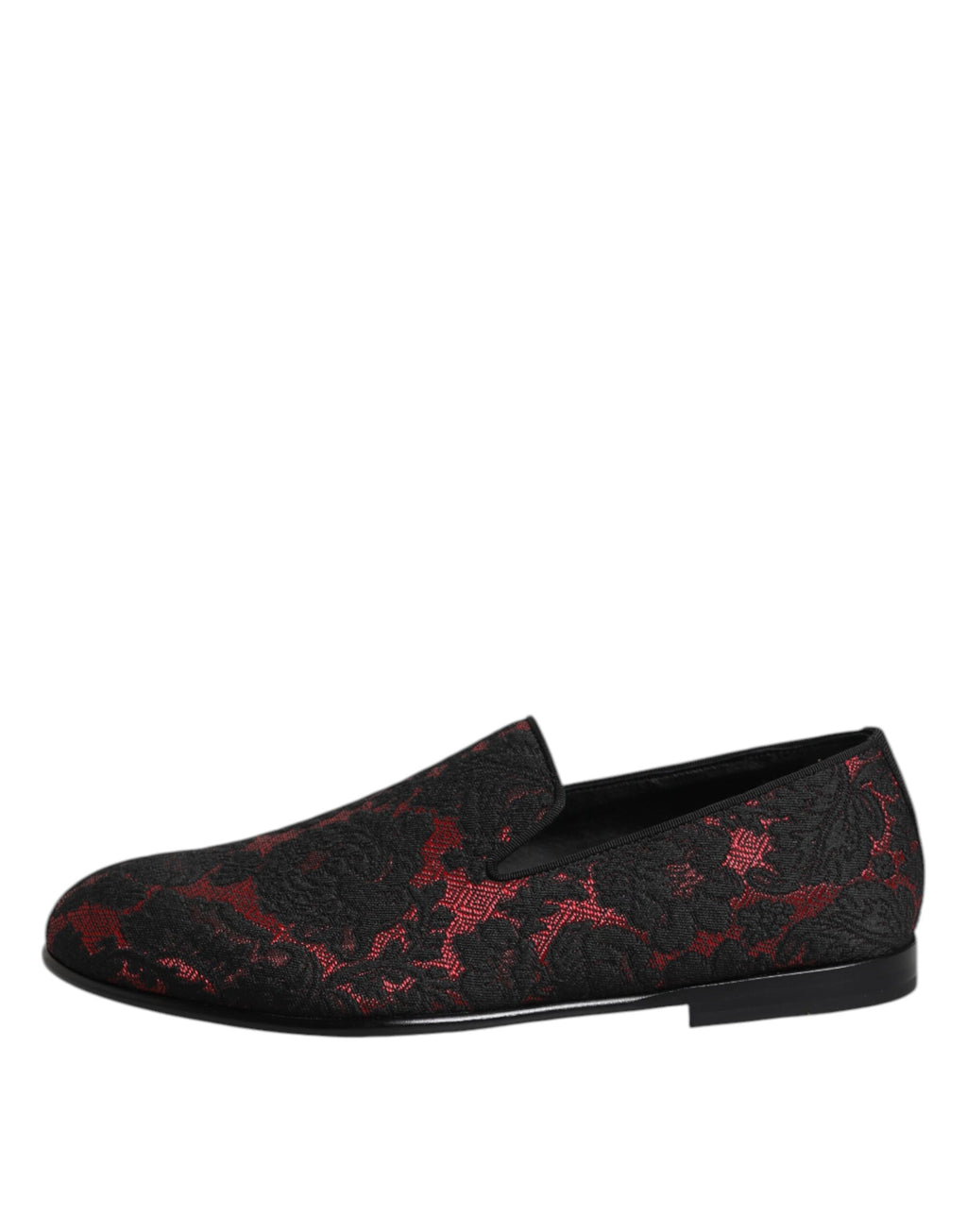 Röda Svarta Jacquard Slip On Herr Loafers Skor