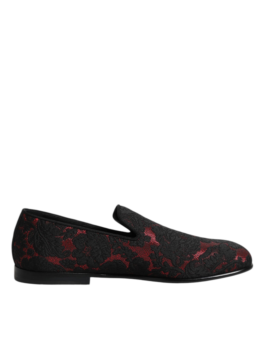 Röda Svarta Jacquard Slip On Herr Loafers Skor