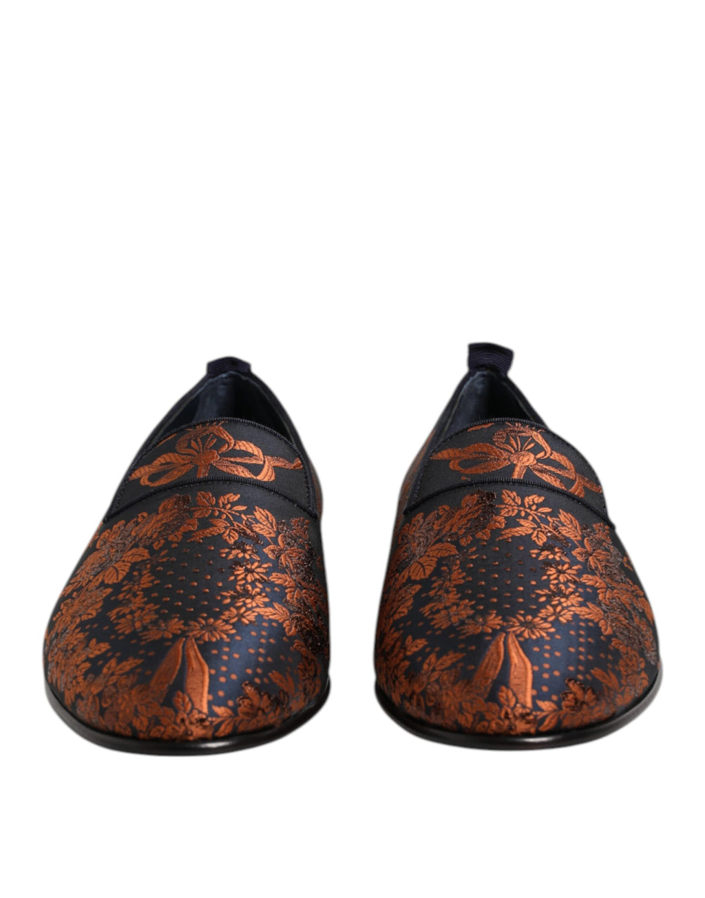 Svarta Jacquard Polyester Slip On Loafers