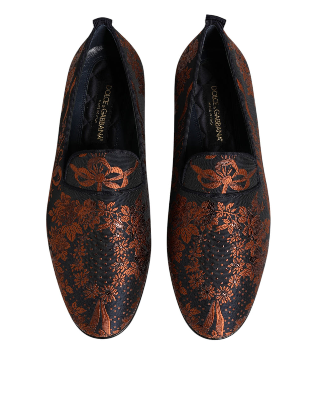 Svarta Jacquard Polyester Slip On Loafers
