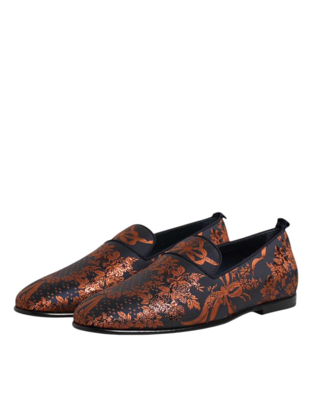Svarta Jacquard Polyester Slip On Loafers