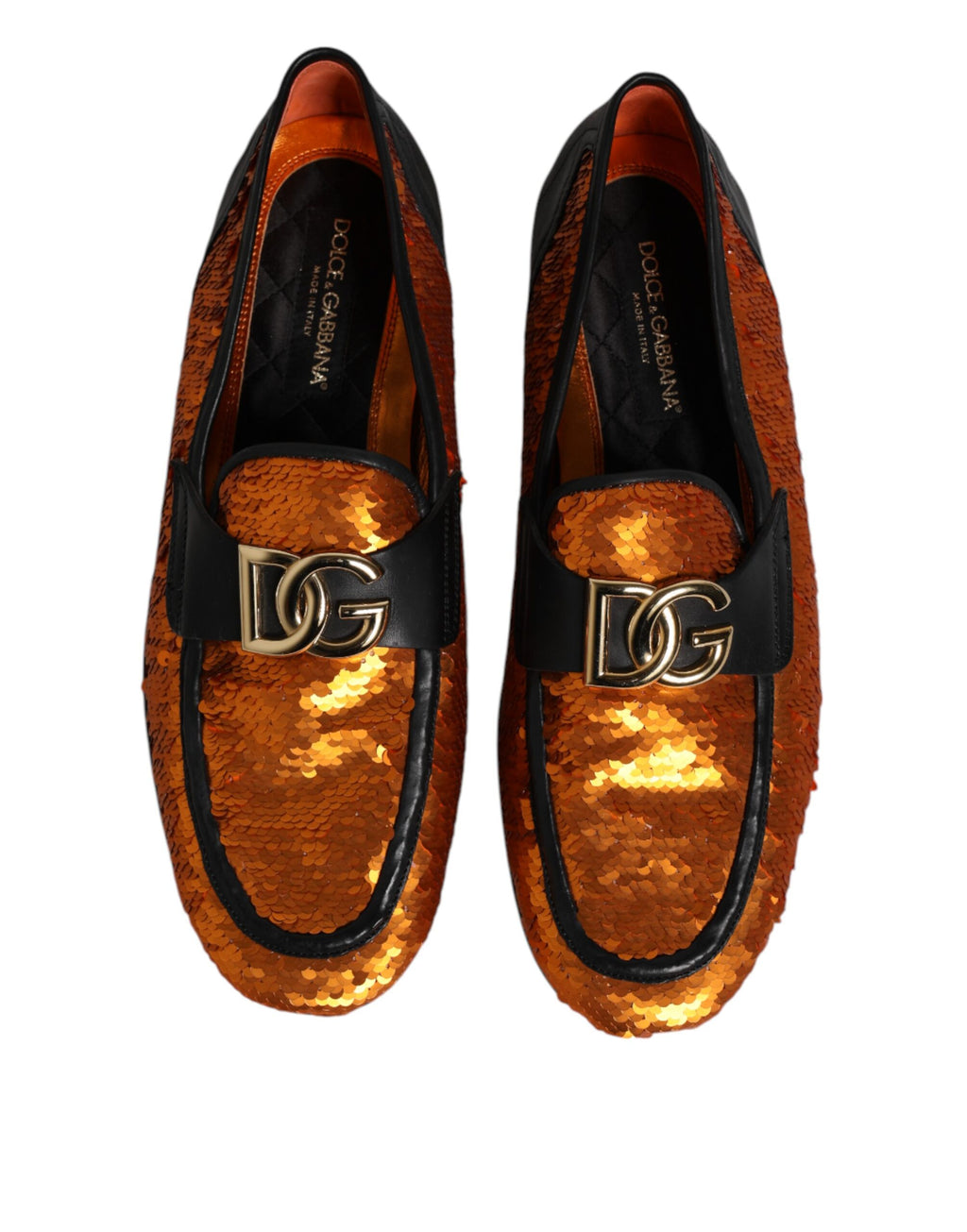 Orange paljettdekorerade loafers för män