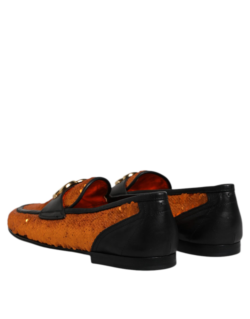 Orange paljettdekorerade loafers för män