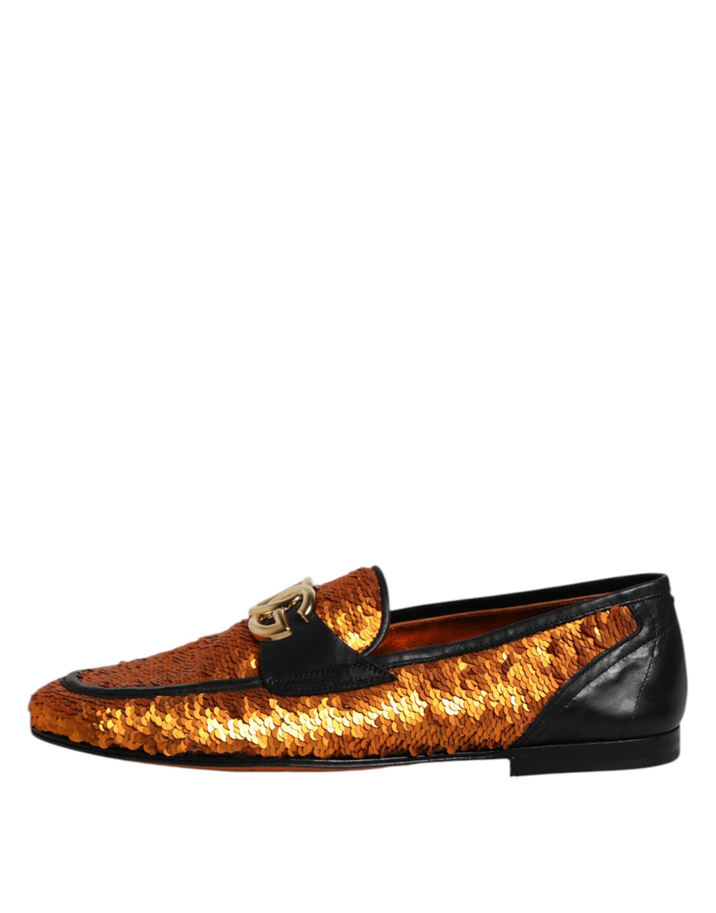 Orange paljettdekorerade loafers för män
