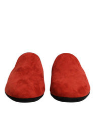 Dolce & Gabbana Orange Suede Slides Flat Slipper Shoes