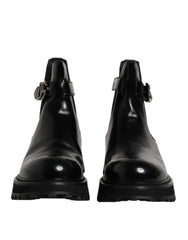 Dolce & Gabbana Black Belted DG Logo Men Chelsea Boots Shoes