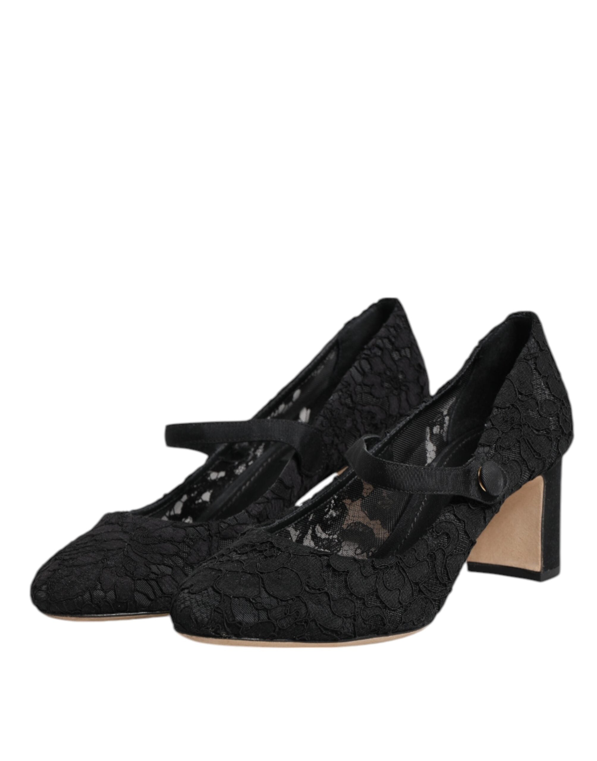 Svarta Mary Jane Taormina Pumps i spets