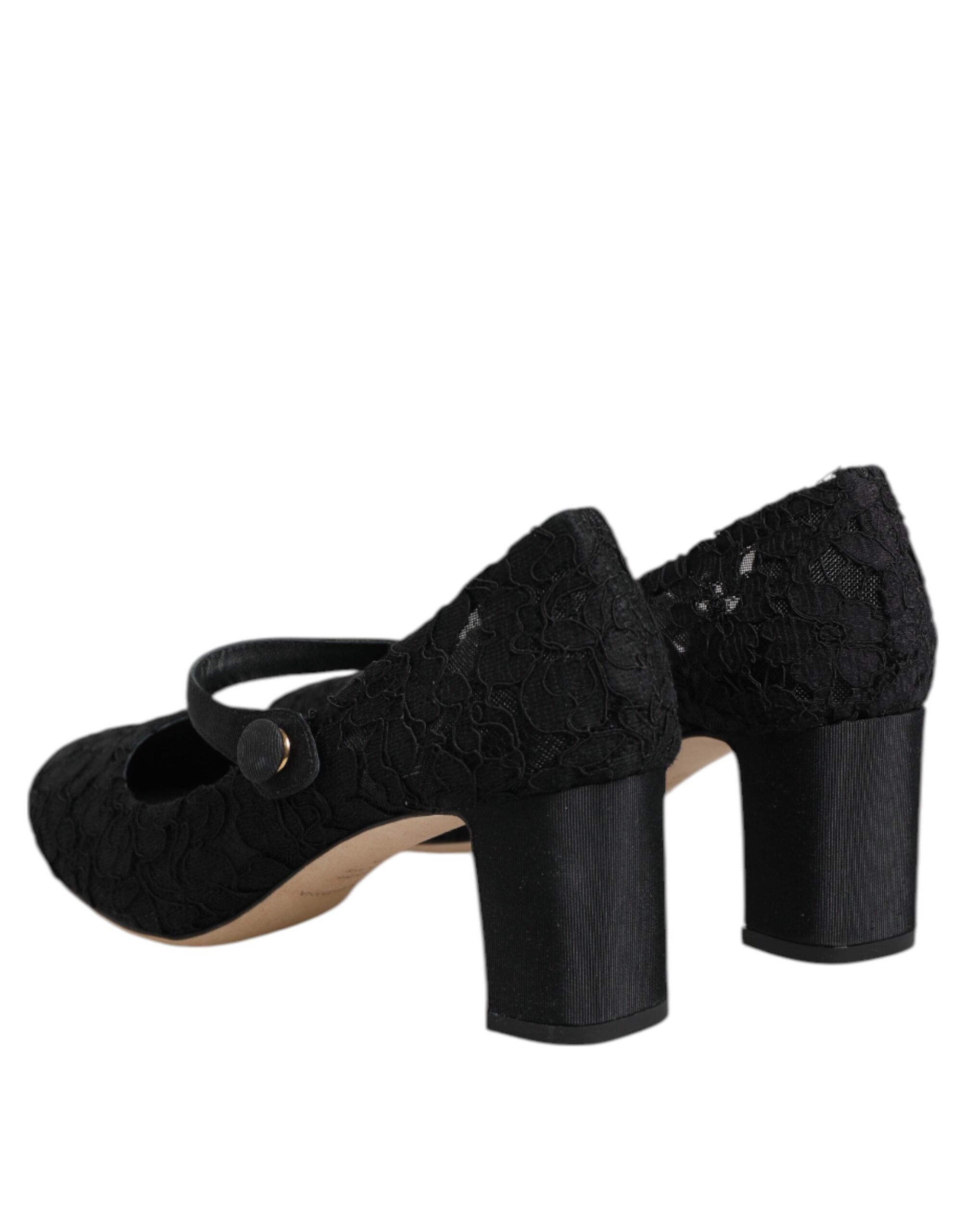 Svarta Mary Jane Taormina Pumps i spets
