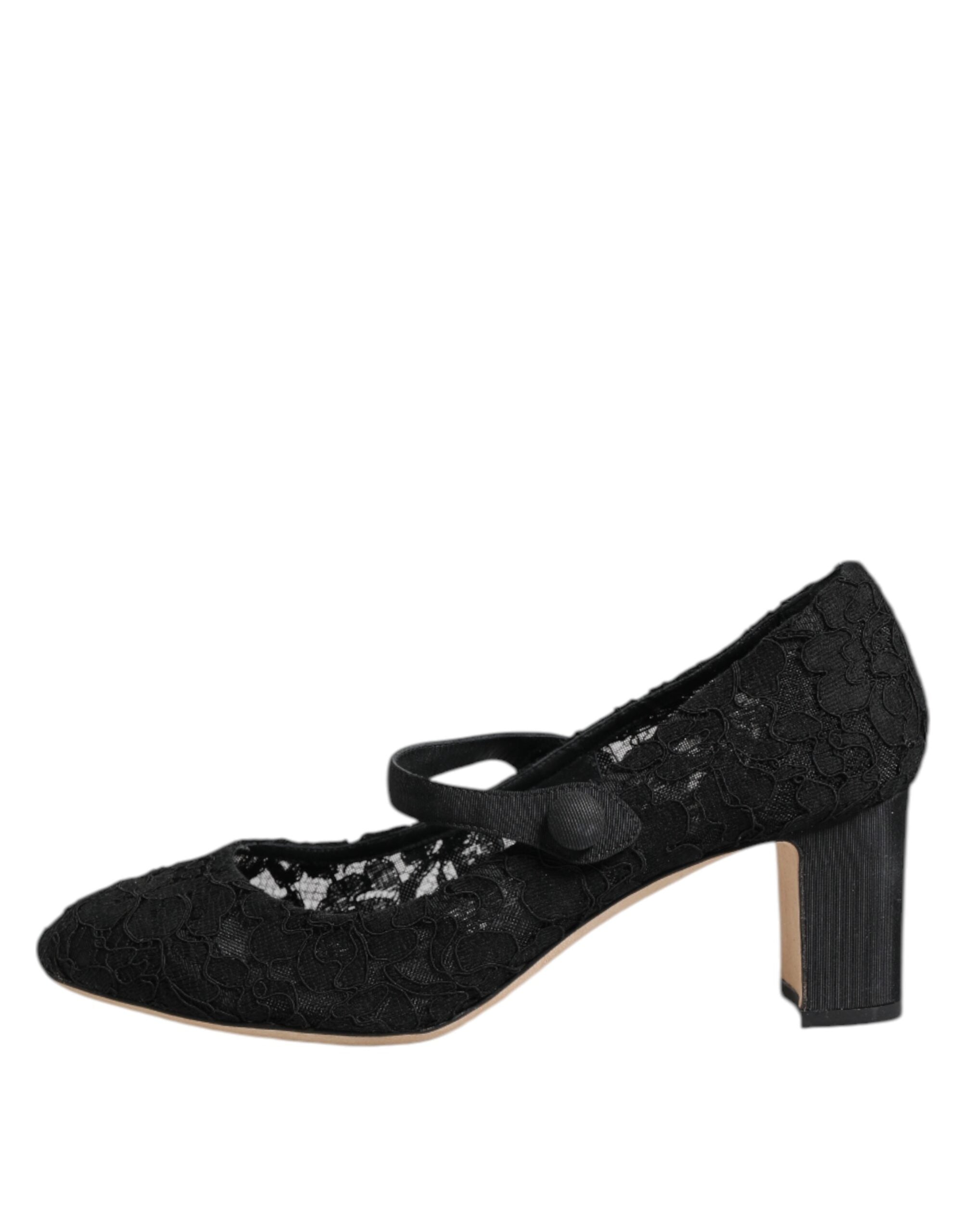 Svarta Mary Jane Taormina Pumps i spets