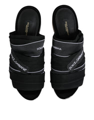Dolce & Gabbana Black Slides Slip On Sandals Shoes