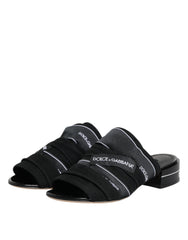 Dolce & Gabbana Black Slides Slip On Sandals Shoes