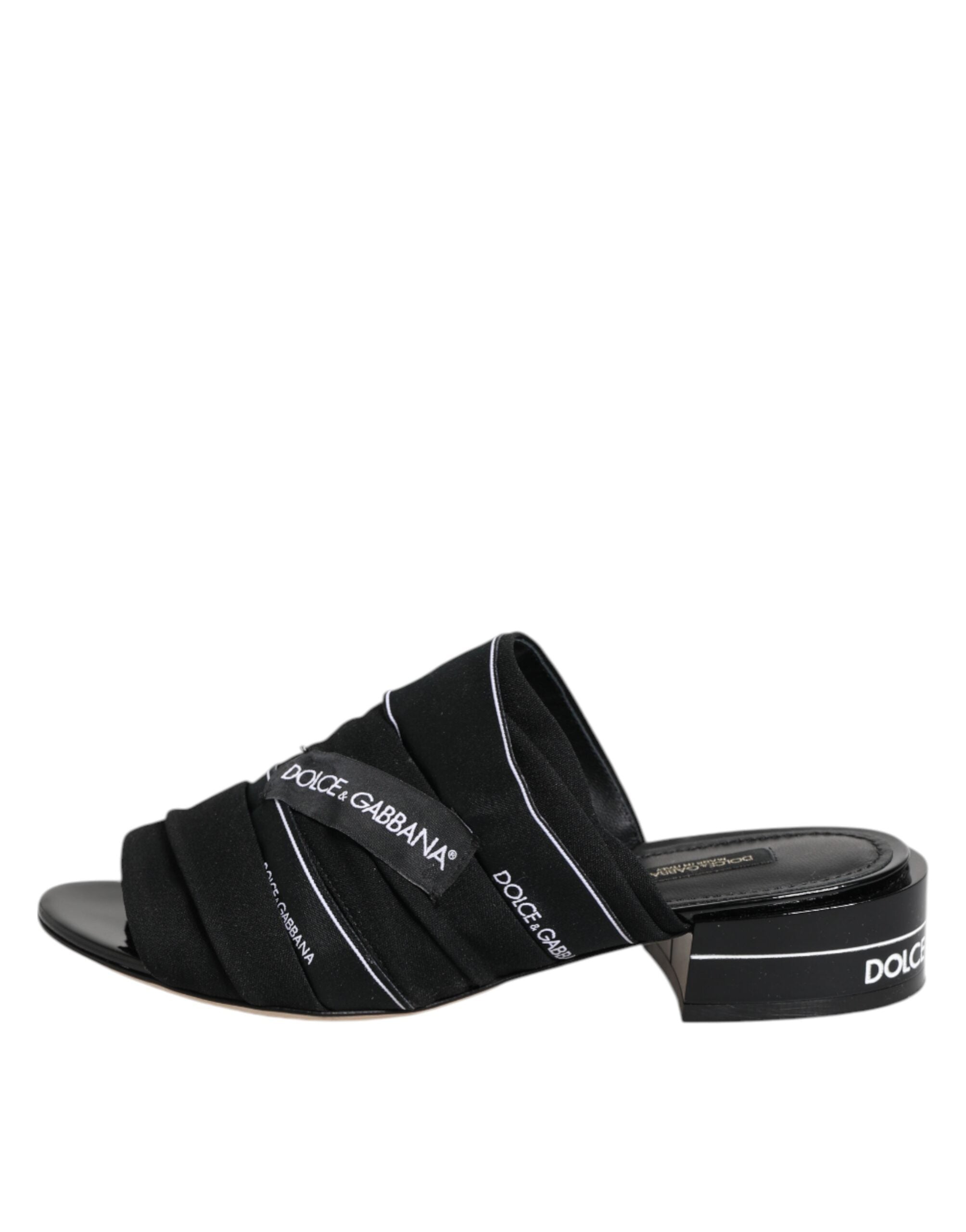 Dolce & Gabbana Black Slides Slip On Sandals Shoes