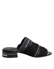 Dolce & Gabbana Black Slides Slip On Sandals Shoes