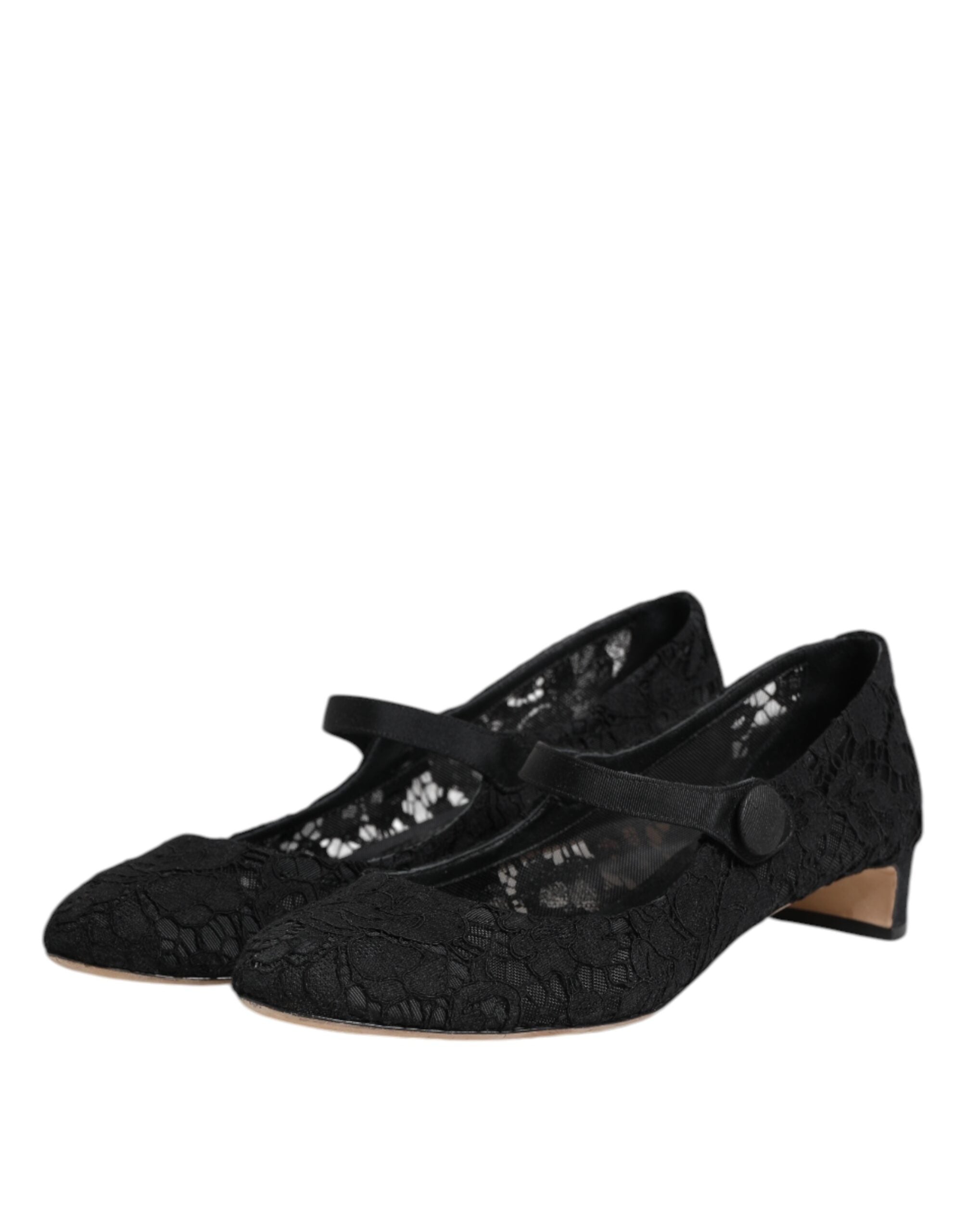 Svarta Vally Taormina Pumps med blommig spets
