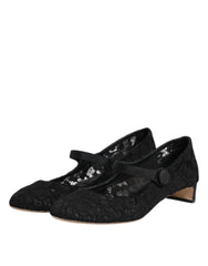 Dolce & Gabbana Black Vally Taormina Floral Lace Pumps Shoes
