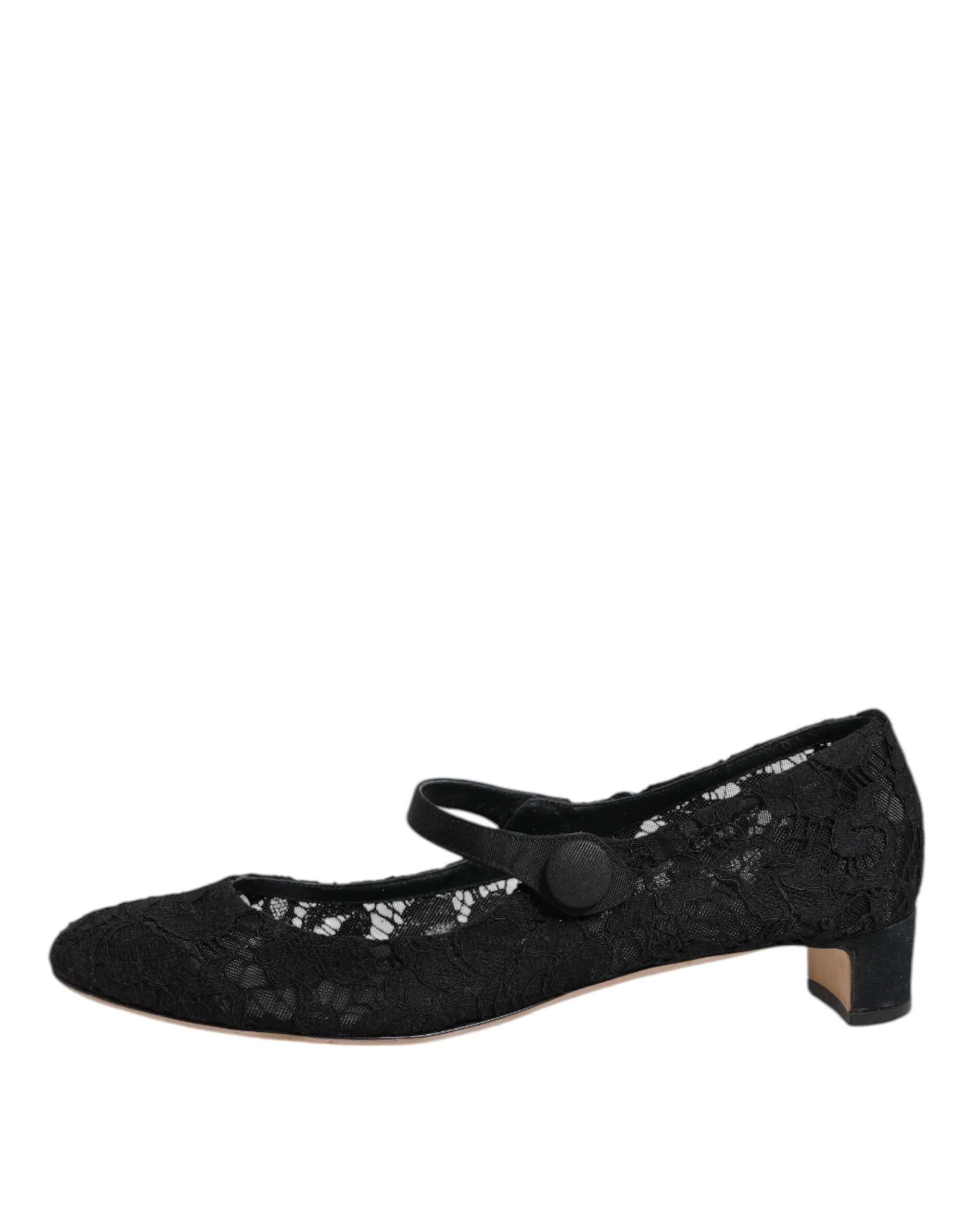 Svarta Vally Taormina Pumps med blommig spets