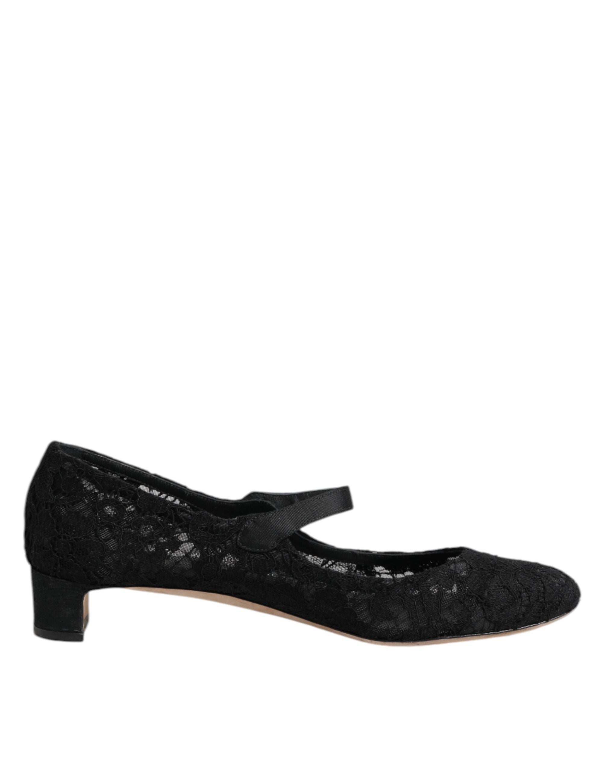 Svarta Vally Taormina Pumps med blommig spets
