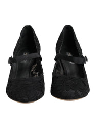 Dolce & Gabbana Black Mary Jane Taormina Lace Pumps Shoes