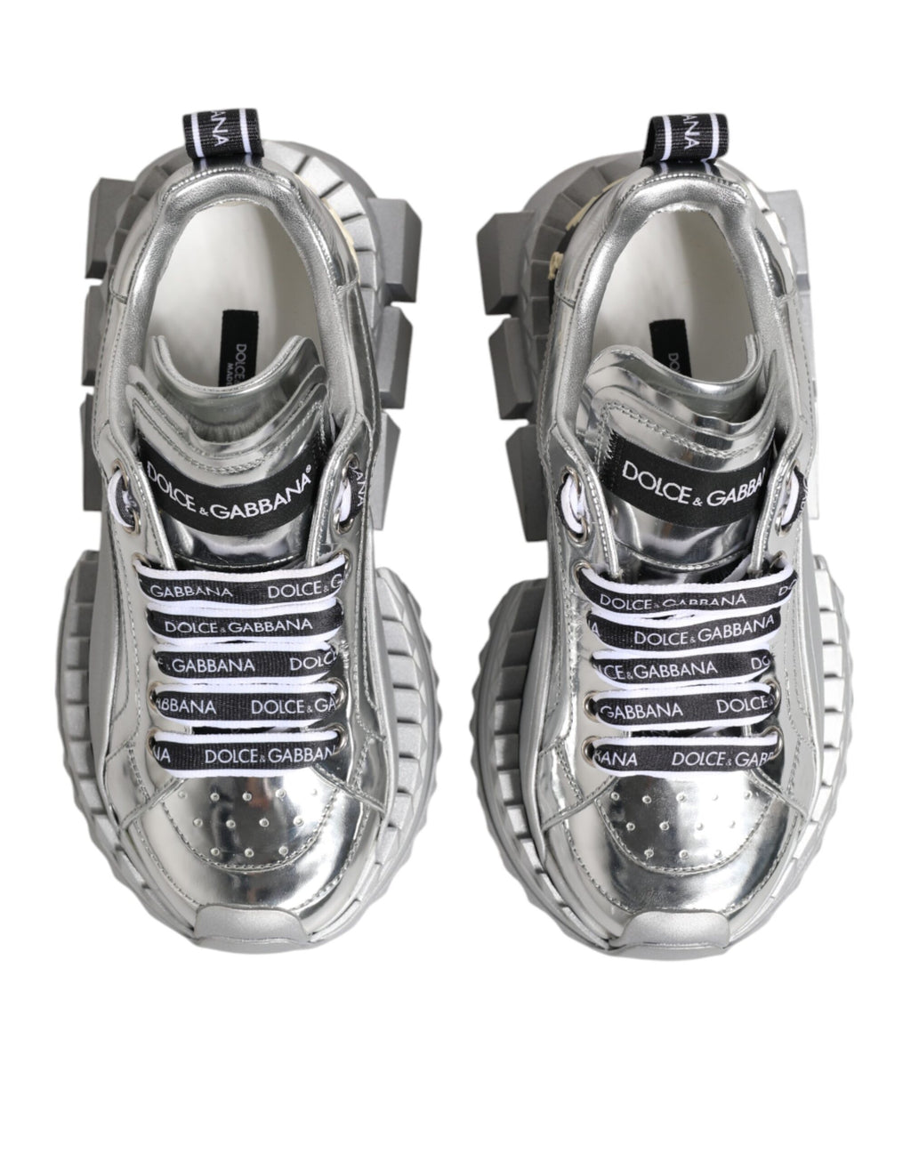 Silverfärgade Super Queen-sneakers i läder