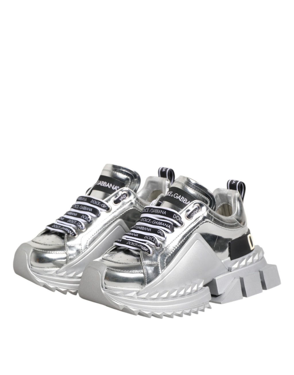 Silverfärgade Super Queen-sneakers i läder