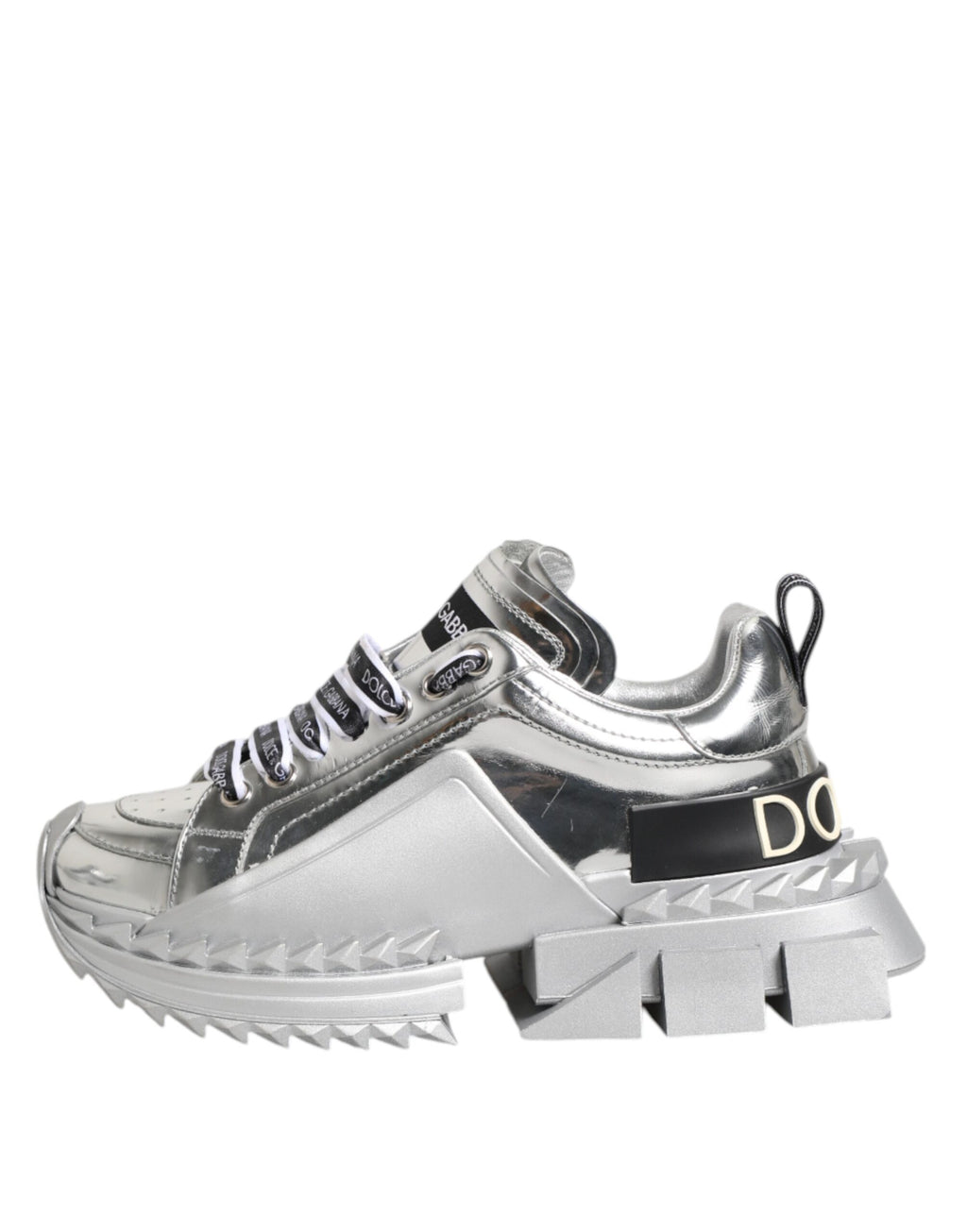 Silverfärgade Super Queen-sneakers i läder
