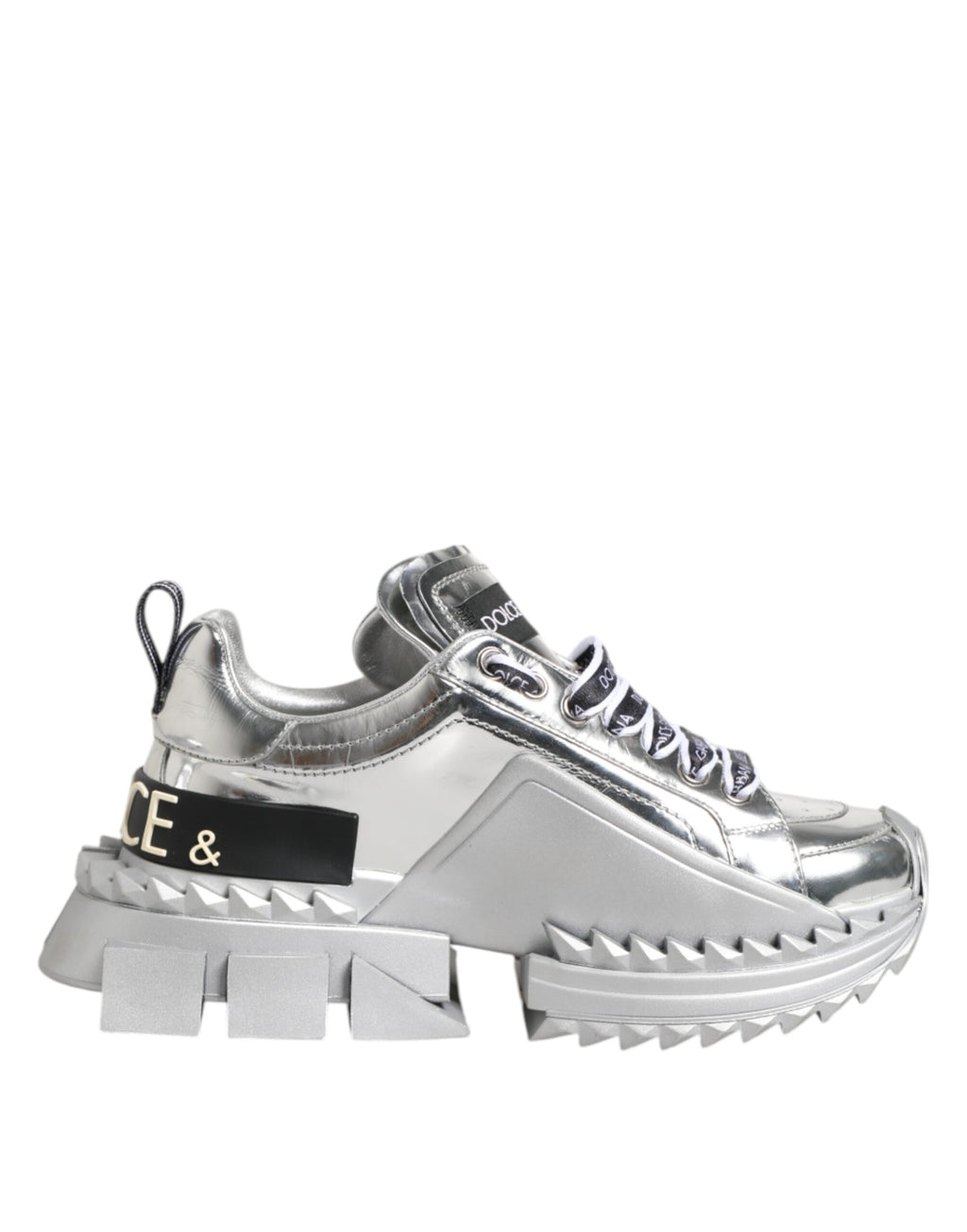 Silverfärgade Super Queen-sneakers i läder